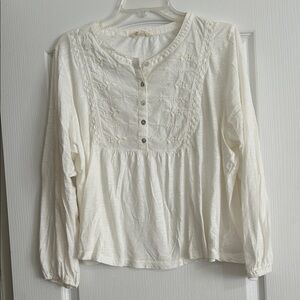 Lucky Brand Cream Button-Front Blouse